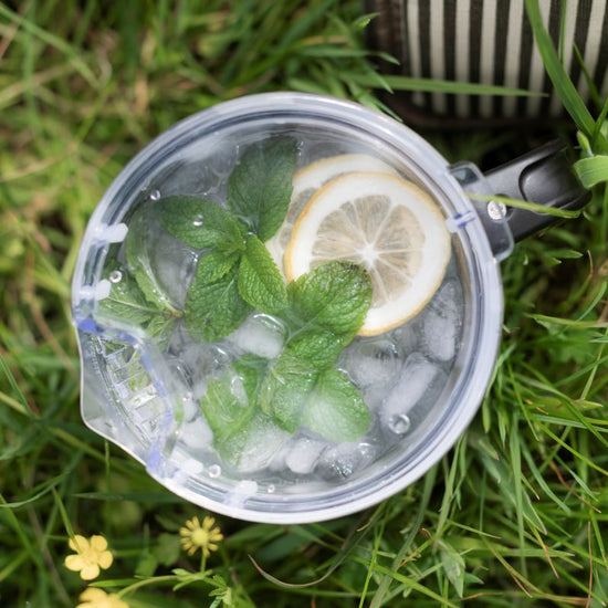 plastic cup with lemon slices