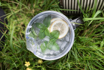 plastic cup with lemon slices