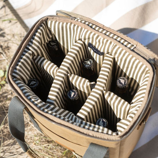 cooler bag with striped interior