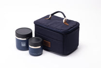 Navy blue insulated lunch bag with two matching containers
