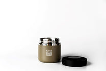 Brown thermos with black lid 