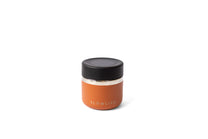  Orange jars with black lids 